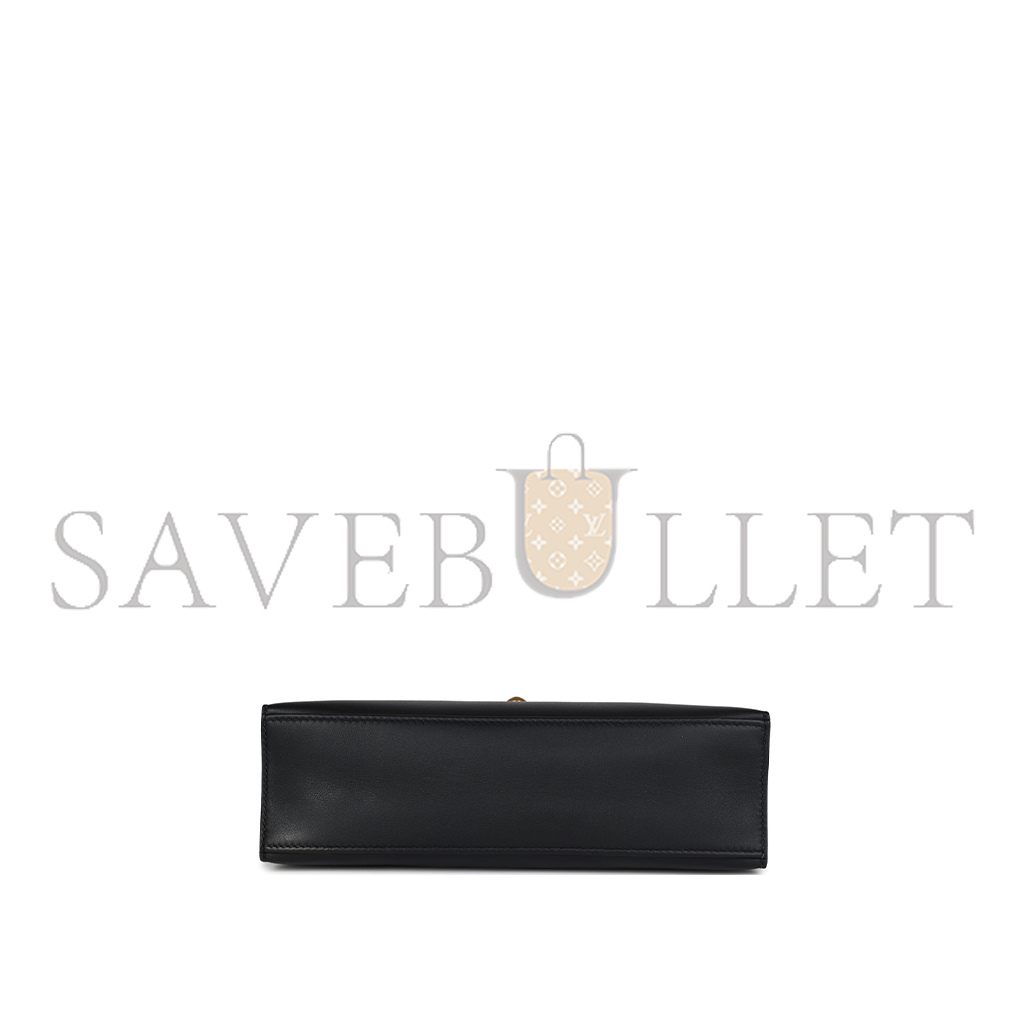 HERMES KELLY POCHETTE BLACK SWIFT GOLD HARDWARE (22*14*7cm) 